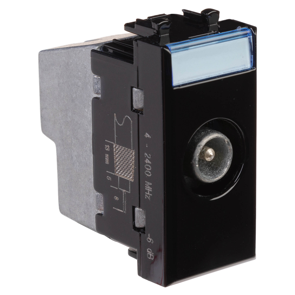 Розетка TV проходная модульная, "Avanti", "Черный квадрат", 1 модуль