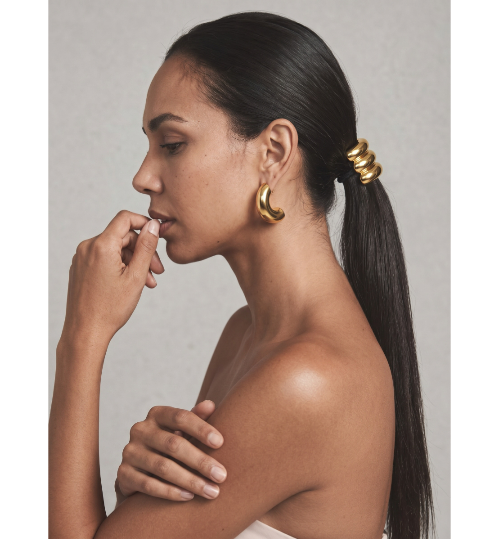 Резинка для волос металлическое полукольцо «TRIPLE HAIR CUFF SILVER», золото/серебро