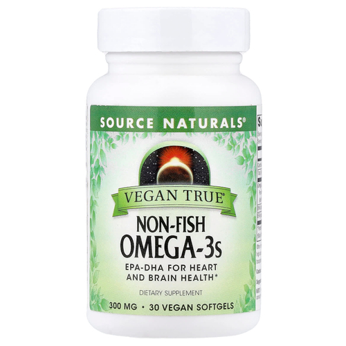 Source Naturals, Vegan True®, омега-3 не из рыбы, 300 мг, 30 веганских капсул