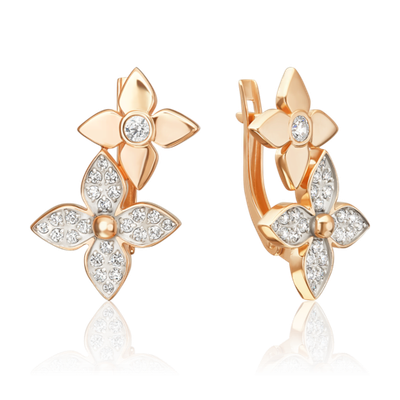 Серьги с английским замком из красного золота с бриллиантами 02-5537-00-101-1110