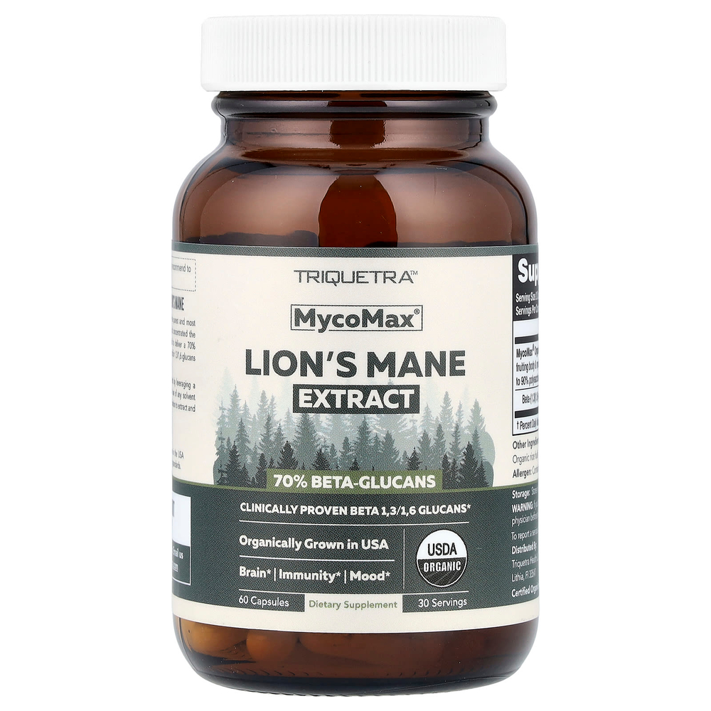 Triquetra Health, MycoMax®, экстракт ежовика гребенчатого, максимальная сила действия, 60 капсул (250 мг в 1 капсуле)