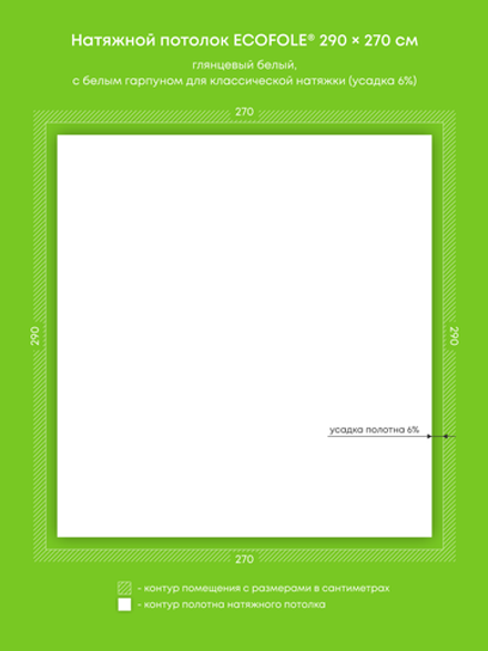 Глянцевый натяжной потолок 7.8 м2