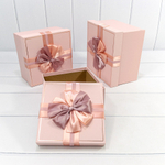 Коробка 21х21х12.3 см Набор 3 шт с бантом (Персиковый)
