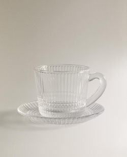 Zara Home чайная пара из стекла, цвет прозрачный, 8 см