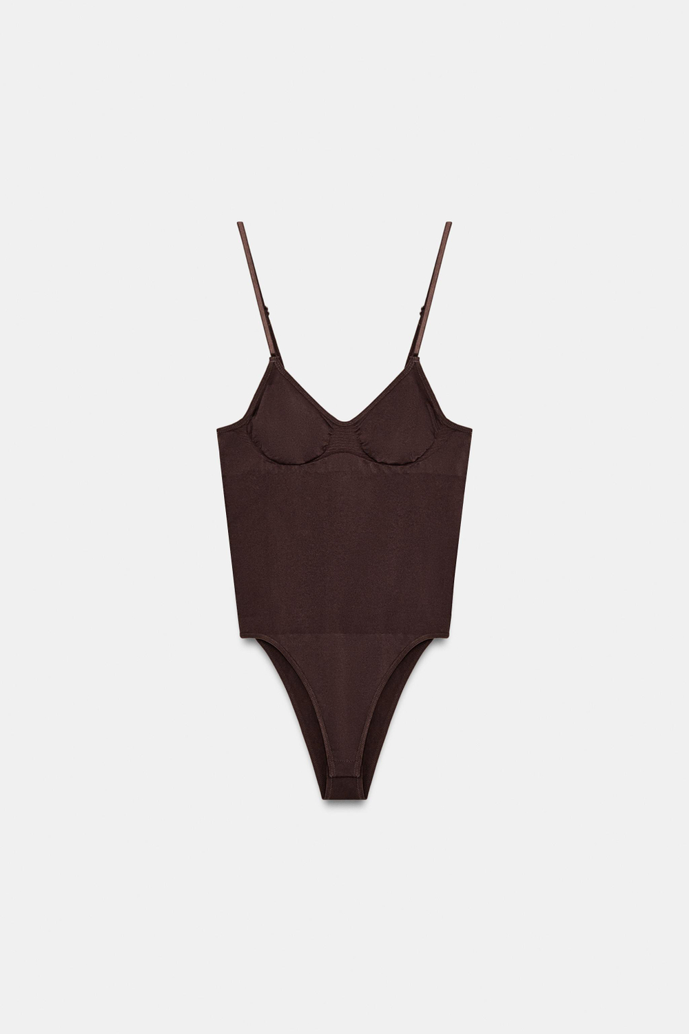 ZARA БЕСШОВНОЕ БОДИ НА БРЕТЕЛЯХ, ШОКОЛАДНЫЙ