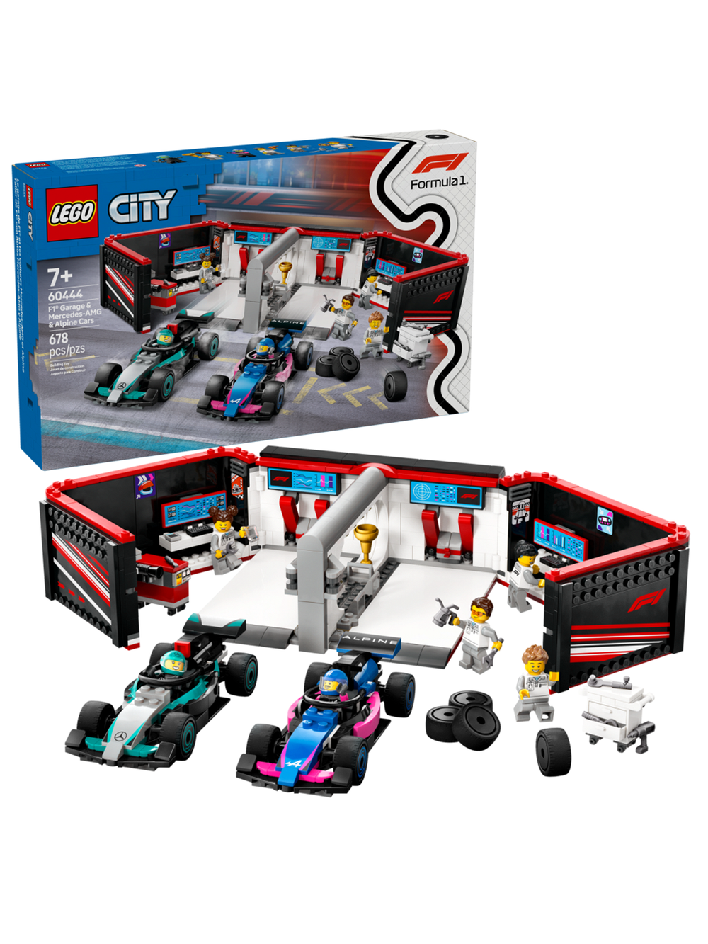 LEGO City 60444 Лего «Гараж F1 для Mercedes-AMG и Alpine» — пит-стоп и обслуживание болидов