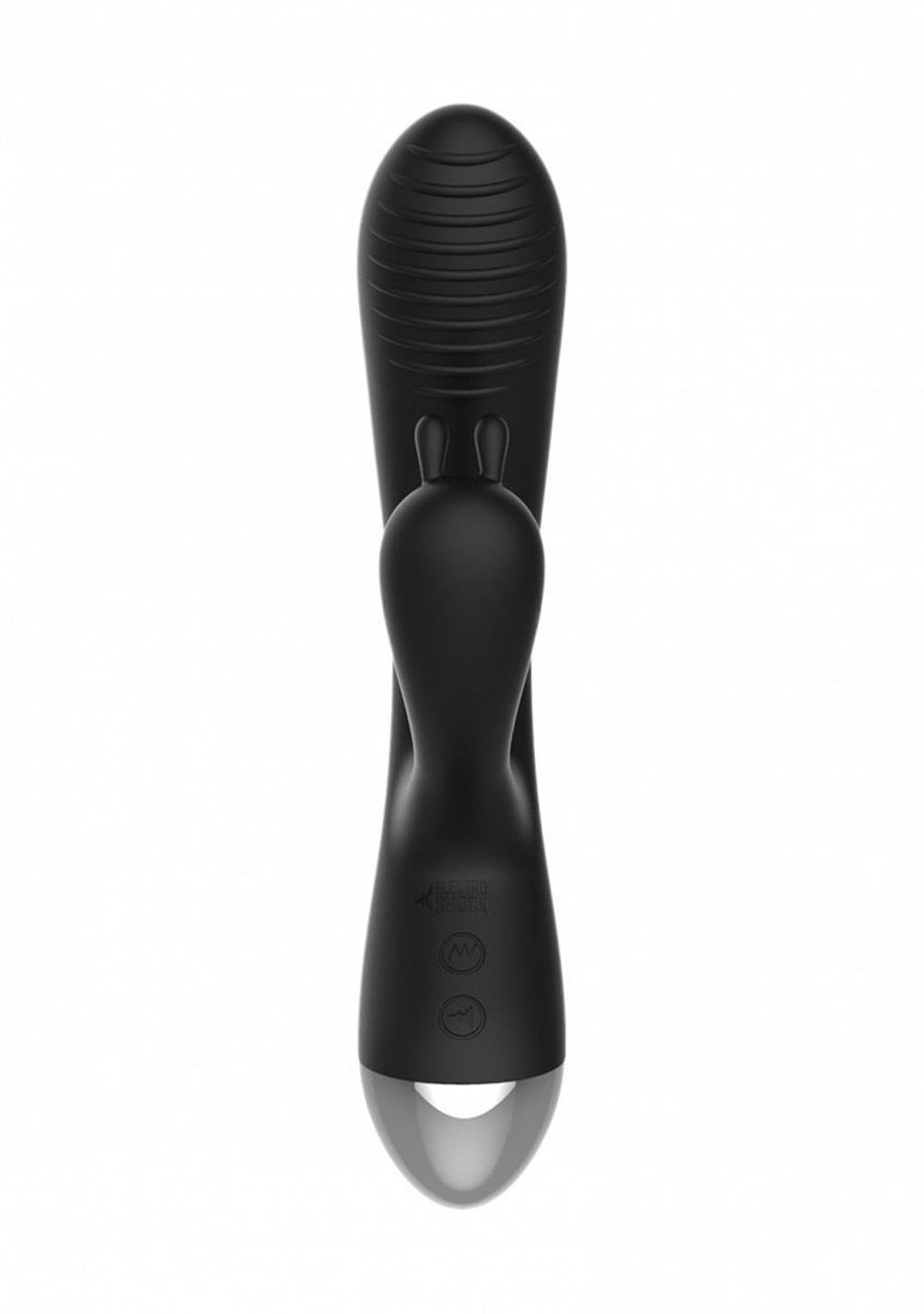 Чёрный вибратор E-Stimulation Rabbit Vibrator с электростимуляцией - 19 см.