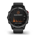 Спортивные наручные часы Garmin Fenix 6 Pro Solar серый с черным ремешком 010-02410-15
