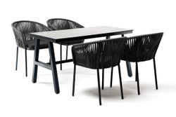 "Рио" обеденная группа на 4 персоны, стол HPL "серый гранит", цвет серый