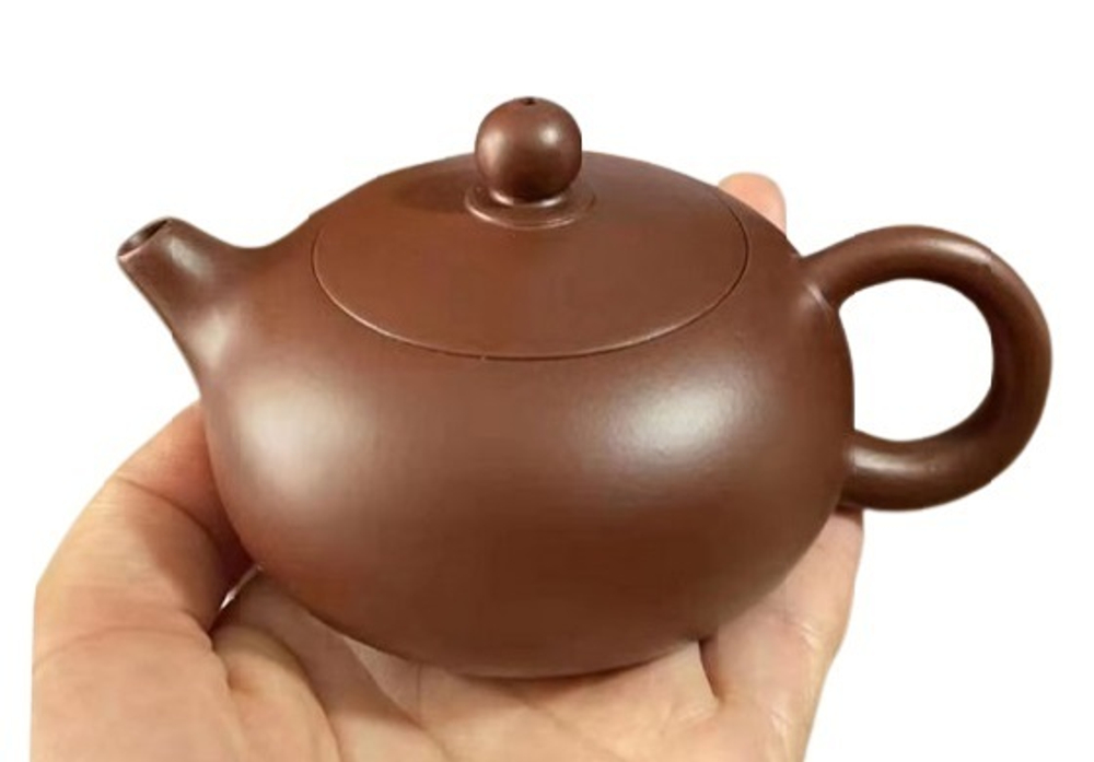 259302 Чайник ИСИН "БЯНЬ СИШИ" (Плоский Сиши" 140мл, в подар.коробке, глина корич.