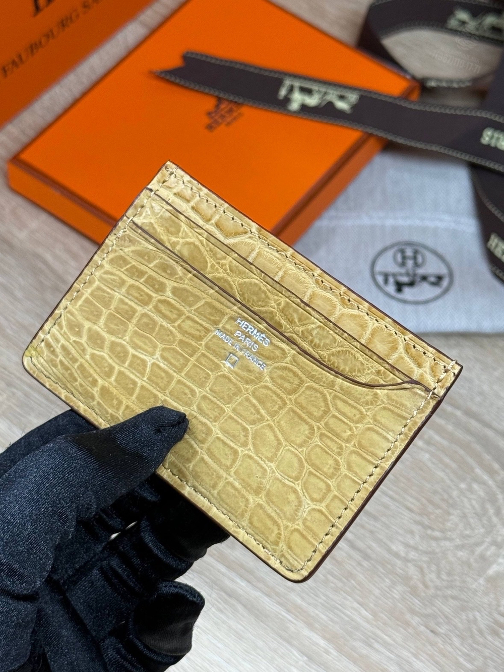 Картхолдер Hermes из кожи крокодила