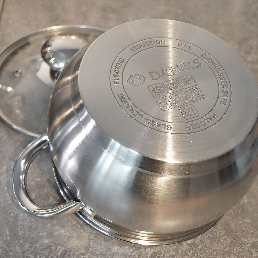 Набор кастрюль 3 предмета (1,9л, 2,9л, 3,9л) нерж, индукция, "Daniks" Классика SD-6