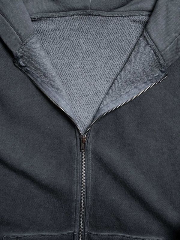 Худи Logo на молнии garment dye темно-серый - фото 6