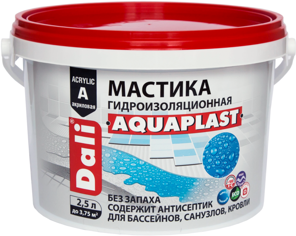 МАСТИКА DALI AQUAPLAST АКРИЛОВАЯ ГИДРОИЗОЛЯЦИОННАЯ 2,5Л