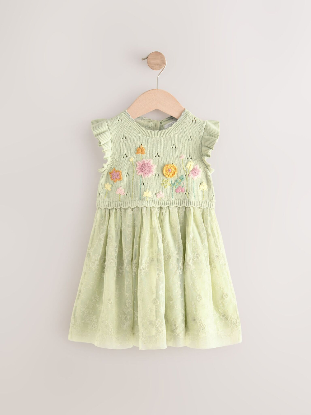 Платье с вышивкой для девочки Next E25-172, Салатовый