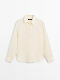 Massimo Dutti Свободная рубашка из 100% льна, желтый