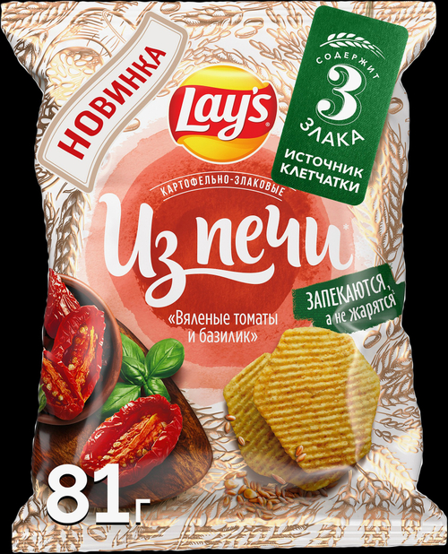 Чипсы Lay's Из печи Вяленые томаты и базилик 81 г