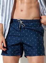 Мужские пляжные шорты с принтом в виде якорей (Размер: XXL) (Цвет: синий)