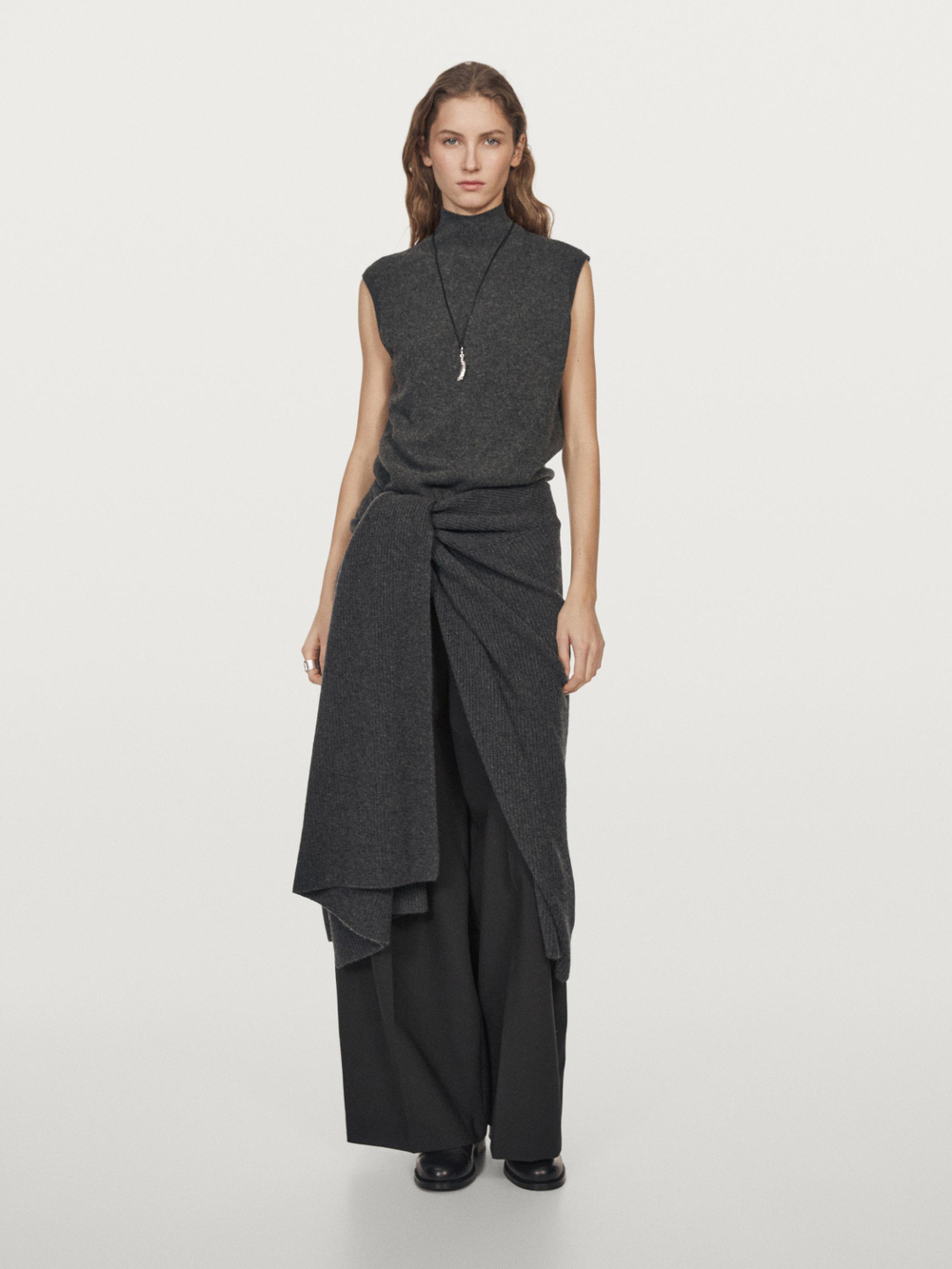 Massimo Dutti Трикотажный жилет из 100% кашемира, серый