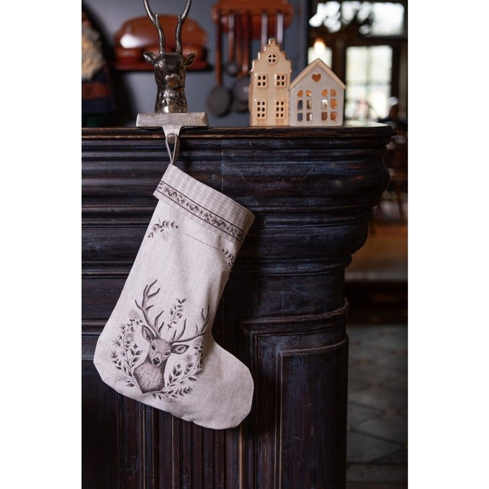 Декор "Носок для подарков - Олень" 30x1x40см Хлопок