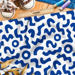 Ткань премиум флис синие мазки на белом