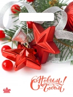 Пакет с вырубной неусиленной ручкой 19х25 (30) Тико НГ (Алые звезды) Россия