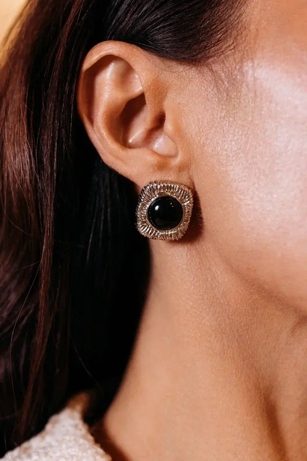 Серьги "Винтажные" с чёрным ониксом