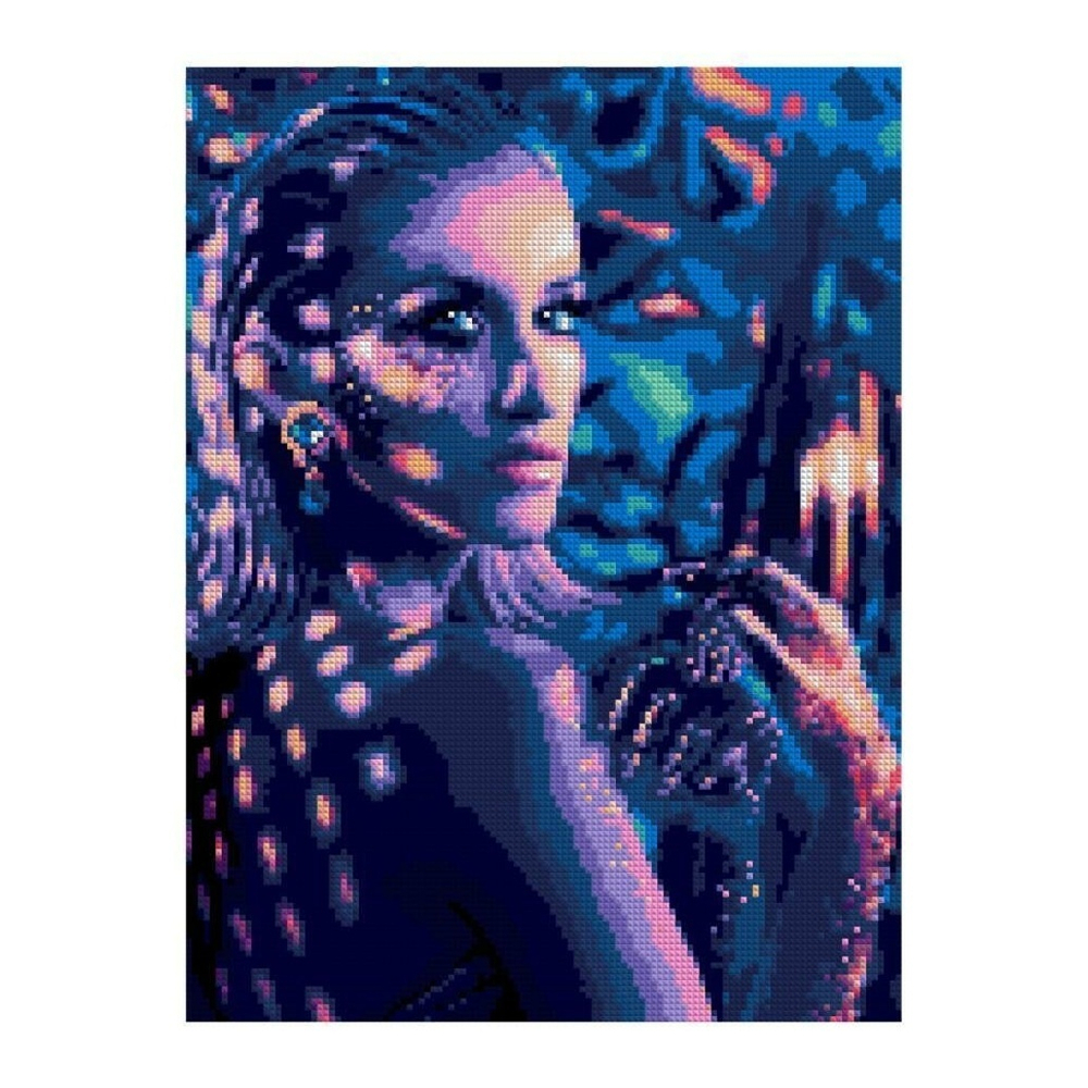 Алмазная мозаика 30*40см (полное заполнение) "Девушка в неоне" (Lori)