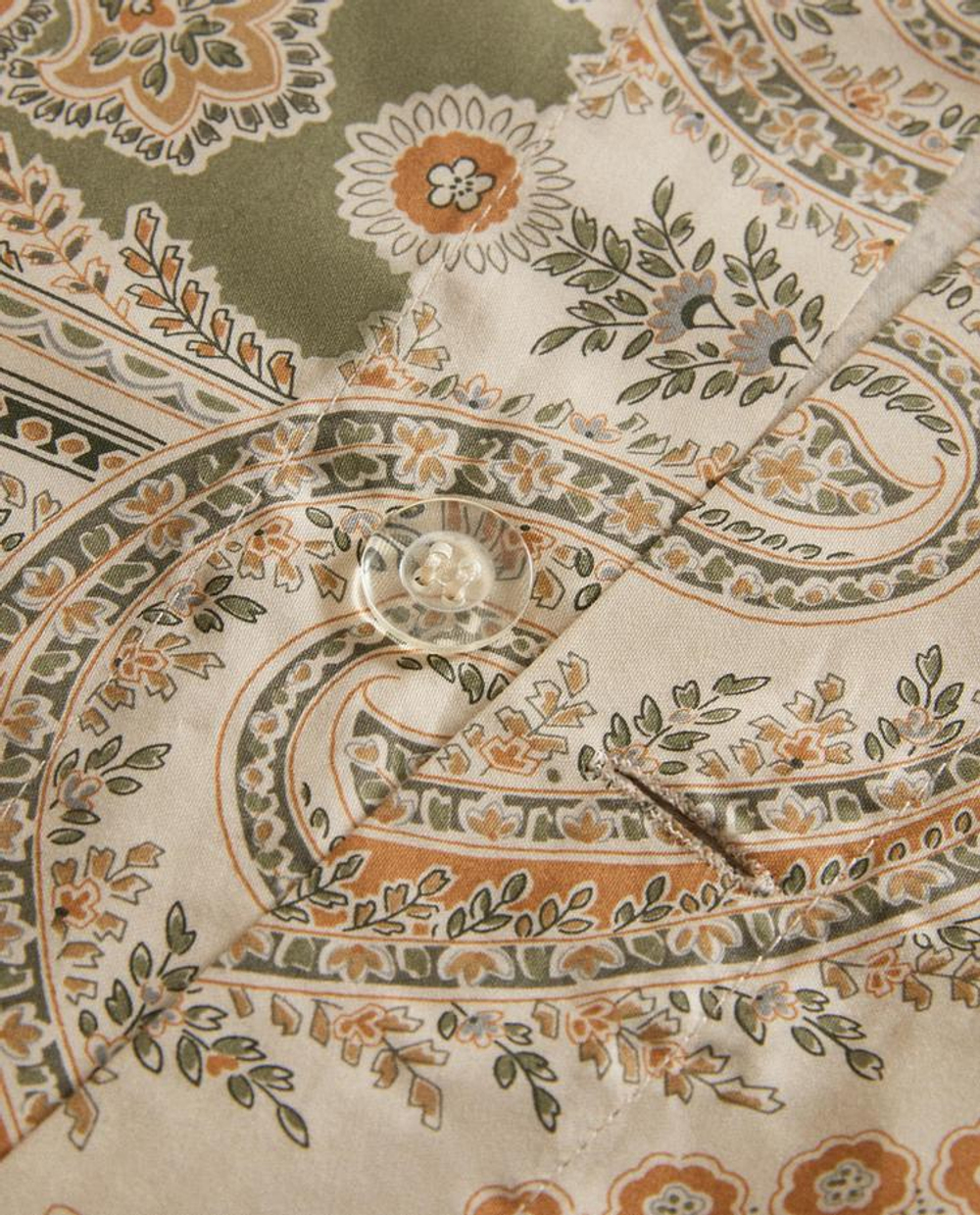ZARA HOME ПОДОДЕЯЛЬНИК ИЗ ХЛОПКА-САТИНА С УЗОРОМ «ПЕЙСЛИ» (300 НИТЕЙ), ЗЕЛЕНЫЙ
