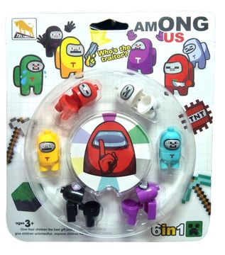Набор фигурок для конструктора Among Us 6в1 мини (открывают рот)