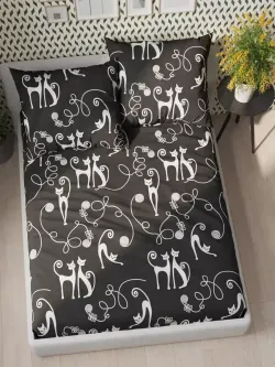 Постельное белье Полисатин Мечта "Тойгер" семейное Наволочка 50х70 см 2 шт Простынь на резинке 160x200 см Пододеяльник 145x215 см 2шт