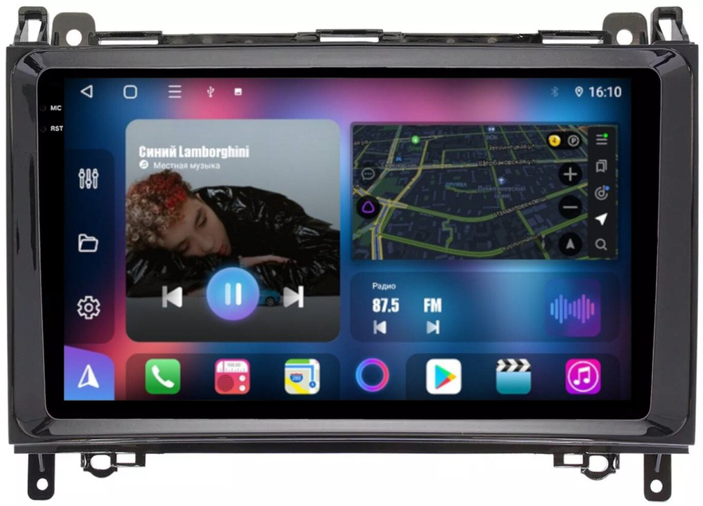 Магнитола для Mercedes-Benz Viano/Vito W639, Vito W447, A класс W169, B класс W245, Sprinter W906, VW Crafter - FarCar BM068M монитор 9.5" QLED на Android 14, TS10, 4+32Гб, CarPlay, 4G SIM-слот