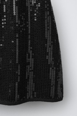 ZARA МИНИ-ЮБКА С ПАЙЕТКАМИ, ЧЕРНЫЙ