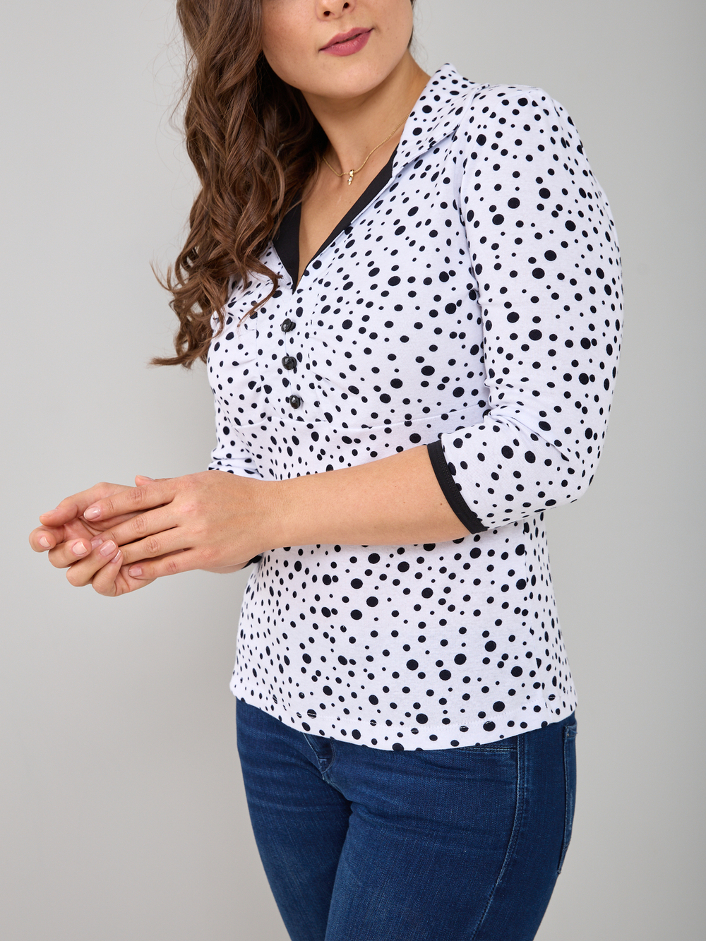 Блузка БЛ-015/белыйгорох