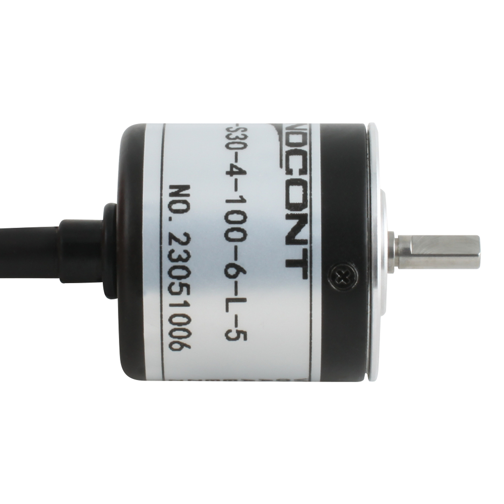 Инкрементальный энкодер INNOCONT D=30мм, выступающий вал 4мм, 200 имп/об, 5VDC, выход TTL, IP54, -20…+80°C, аксиальный кабель 2м