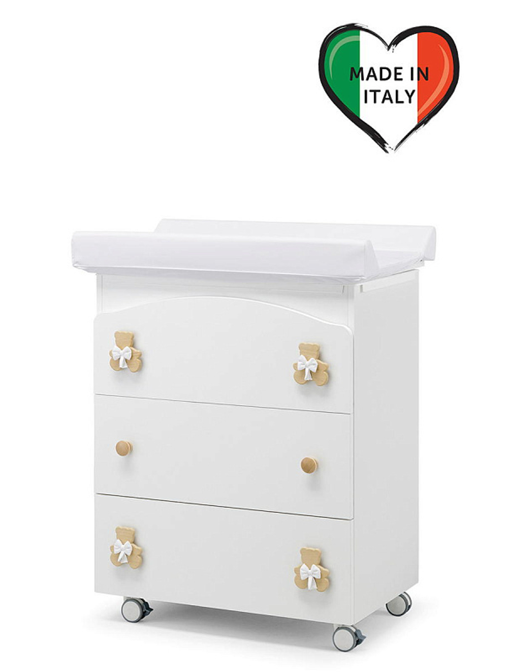 Пеленальный комод Erbesi Dudu белый/натуральный