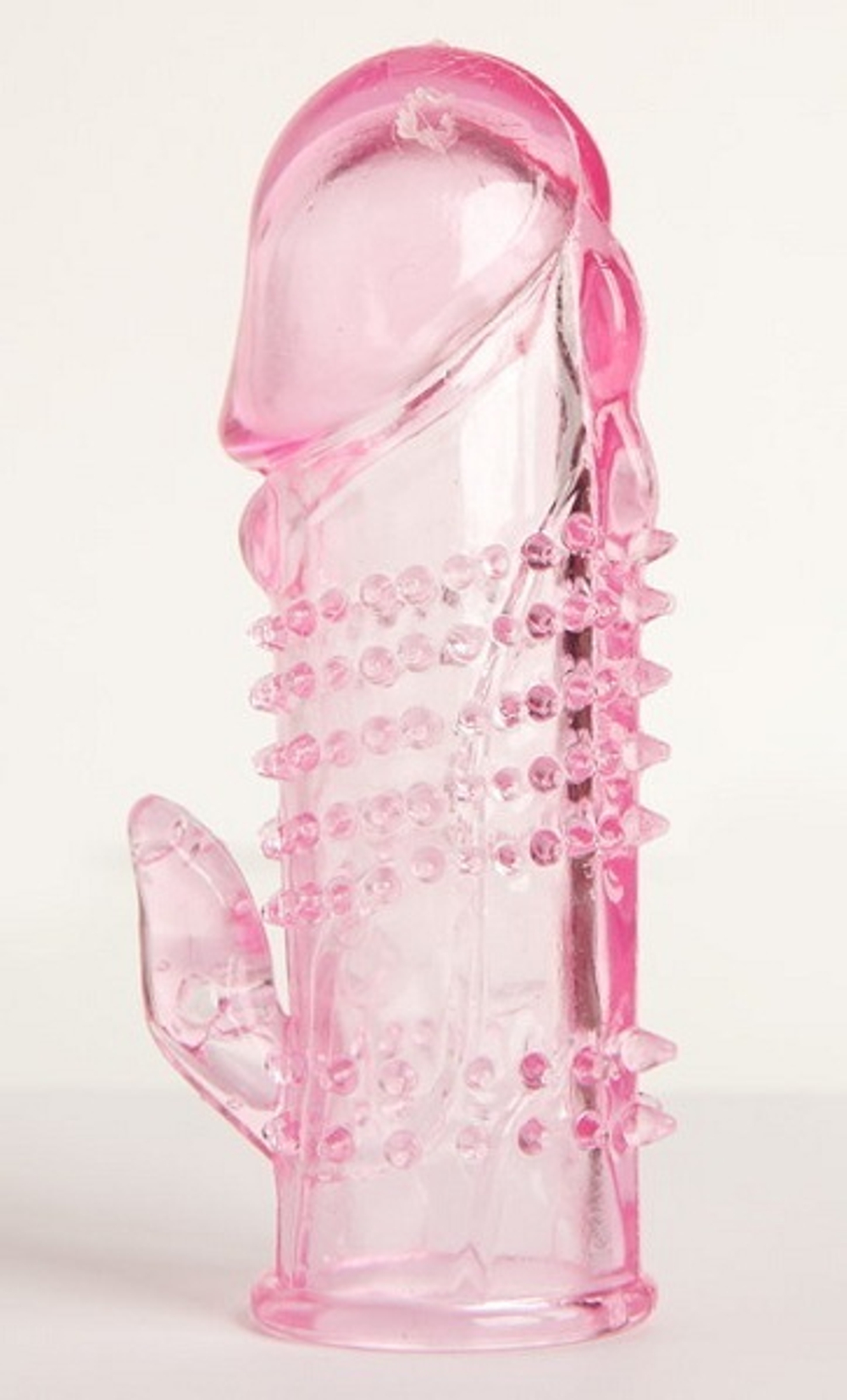 Розовая  гелевая насадка с клиторальным отростком