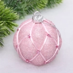 Новогодний шар «Нежные блики» 8 см, Розовое золото