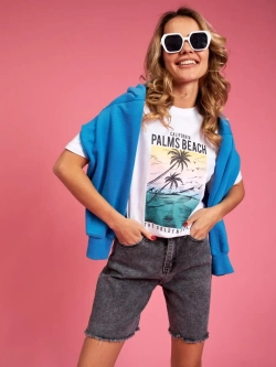 Футболка белая базовая с принтом лето 2023 большие размеры