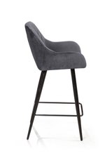 Стул полубарный Robert поворотный 360 градусов, бархат серый 27
