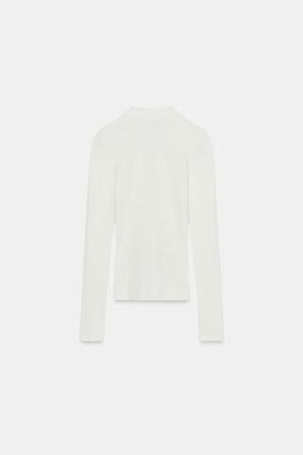 ZARA ТОП В РУБЧИК С V-ОБРАЗНЫМ ВЫРЕЗОМ, ЭКРЮ