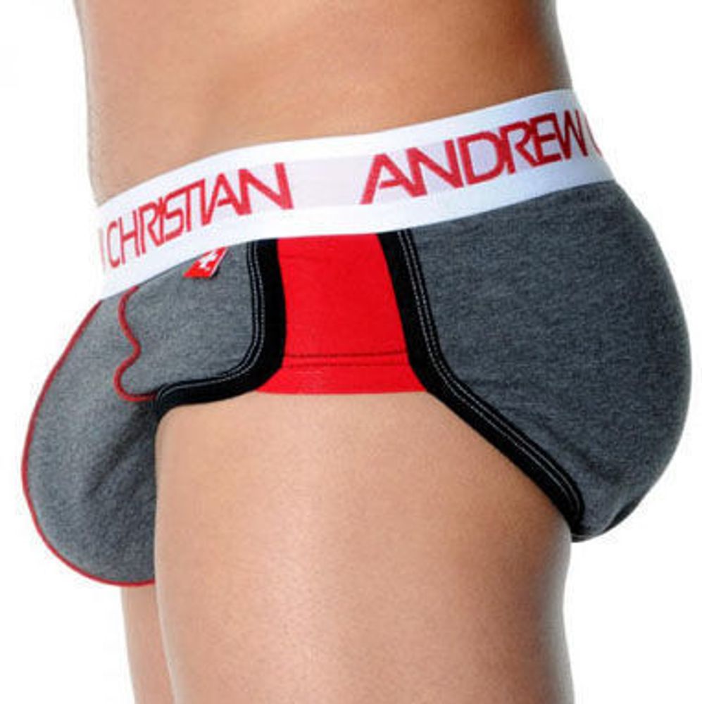 Мужские трусы брифы с задним пуш ап Andrew Christian Active Shape Grey Brief AC54