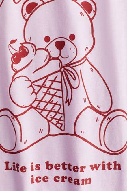 H&M Хлопковая футболка оверсайз с принтом, розовый