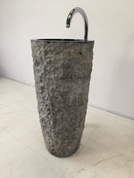 Раковина напольная из андезита Pedestal Black Marmo MN-65921 40х40х90 из натурального камня