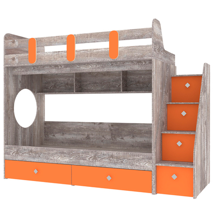 Двухъярусная кровать КарИВи Фортуна-2 Бетон Оранжевый