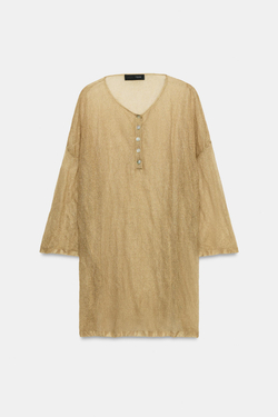 ZARA ТОНКИЙ ТРИКОТАЖНЫЙ ДЖЕМПЕР, ЗОЛОТИСТЫЙ