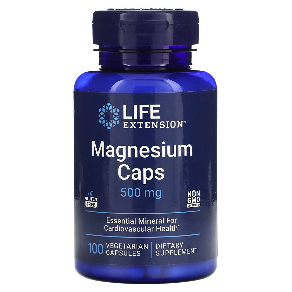 Life Extension, Магний в капсулах, 500 мг, 100 вегетарианских капсул