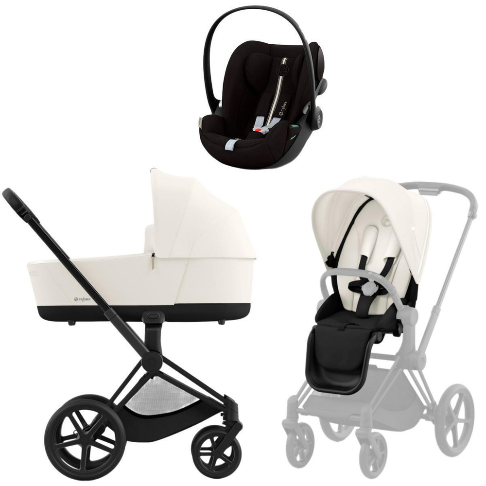 Коляска Cybex Priam IV Matt Black complete и автокресло Cloud G i-Size Moon Black Plus 3 в 1 Off White