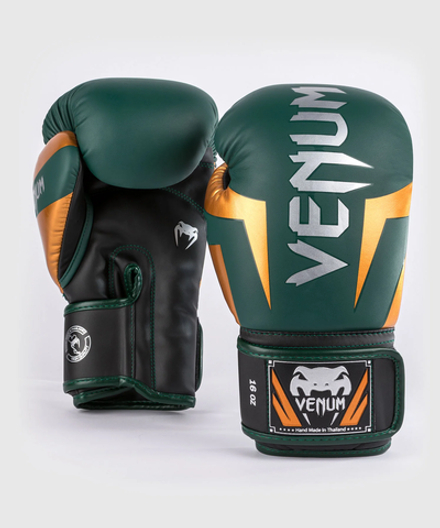Перчатки боксерские Venum Elite Green/Bronze/Silver