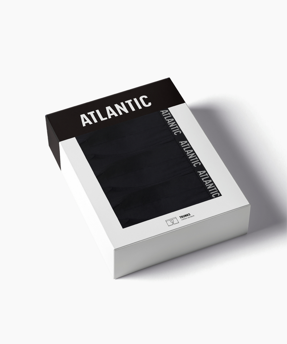 Мужские трусы шорты Atlantic, набор из 3 шт., хлопок, черные, 3MH-011